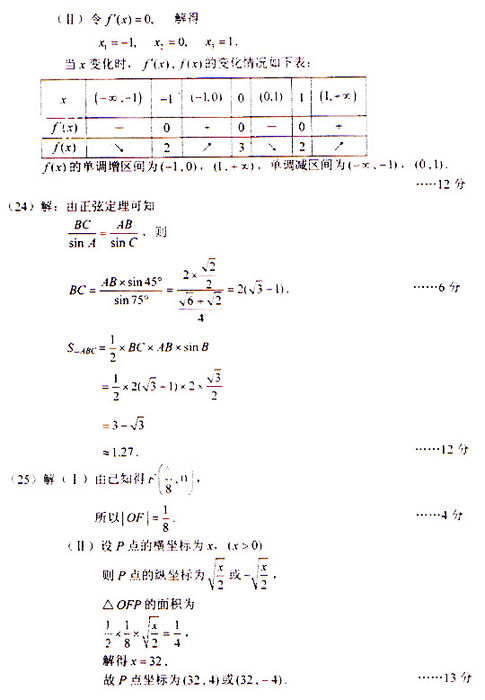 2009年成考高起点数学(理)真题及参考答案(图5)
