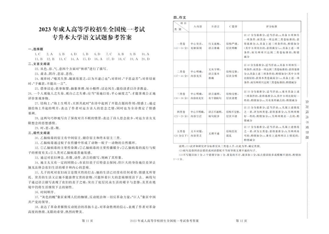 【成人高考历年真题】2023年四川成考《大学语文》(专升本)试题+答案解析(图6) image.png