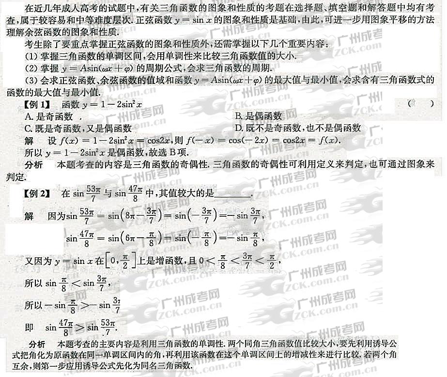 成人高考 高升专 数学 考点